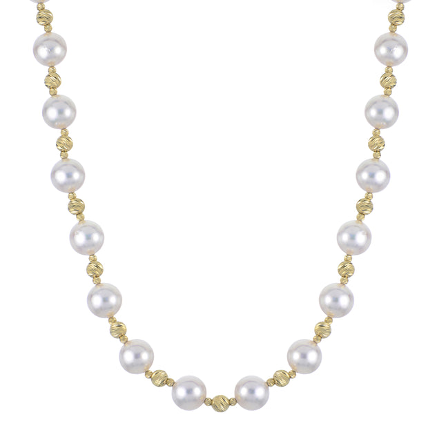 14KT YELLOW GOLD AKOYA PEARL NECKLACE