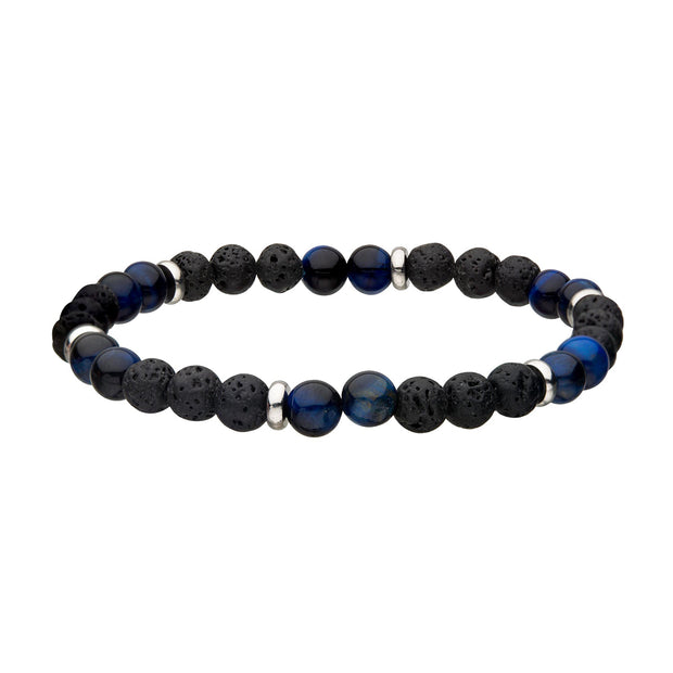 Lava & Tiger Eye Blue Beads Bracelet