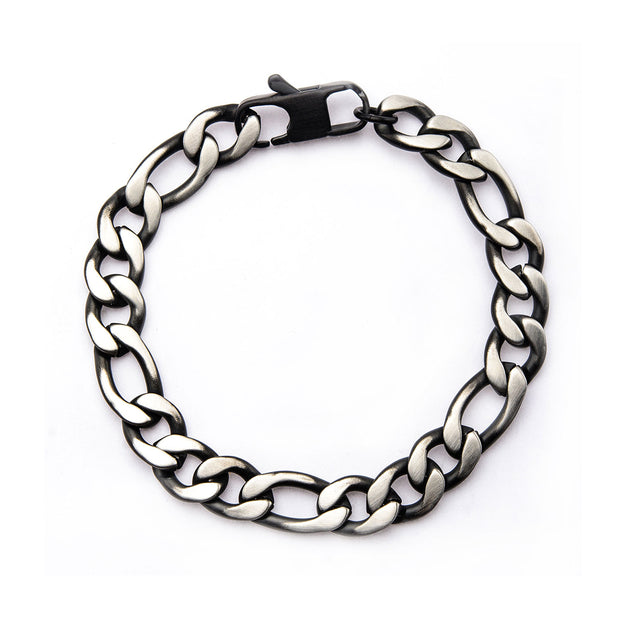 Black IP Figaro Chain Bracelet