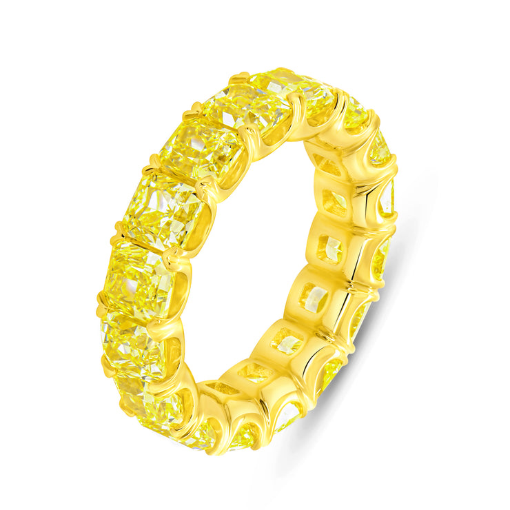 Uneek Signature Collection Eternity Radiant Fancy Yellow Diamond Anniversary Ring