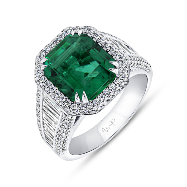 Uneek Precious Collection Halo Emerald Cut Engagement Ring