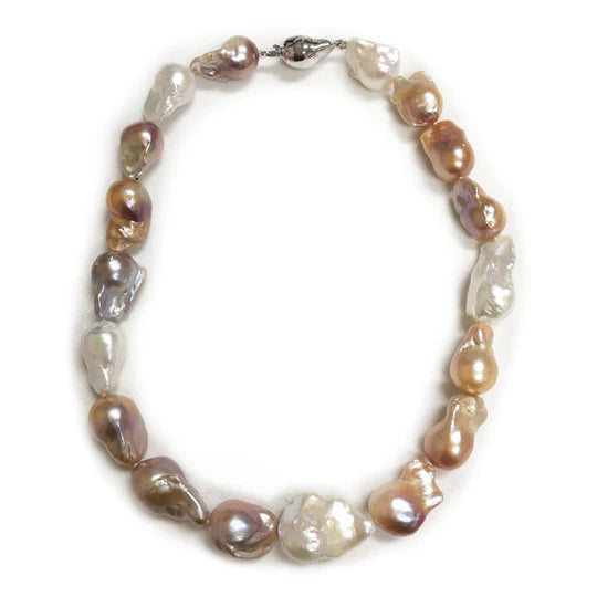 Sterling Silver 18" Natural Freshwater Baroque Pearl Necklace