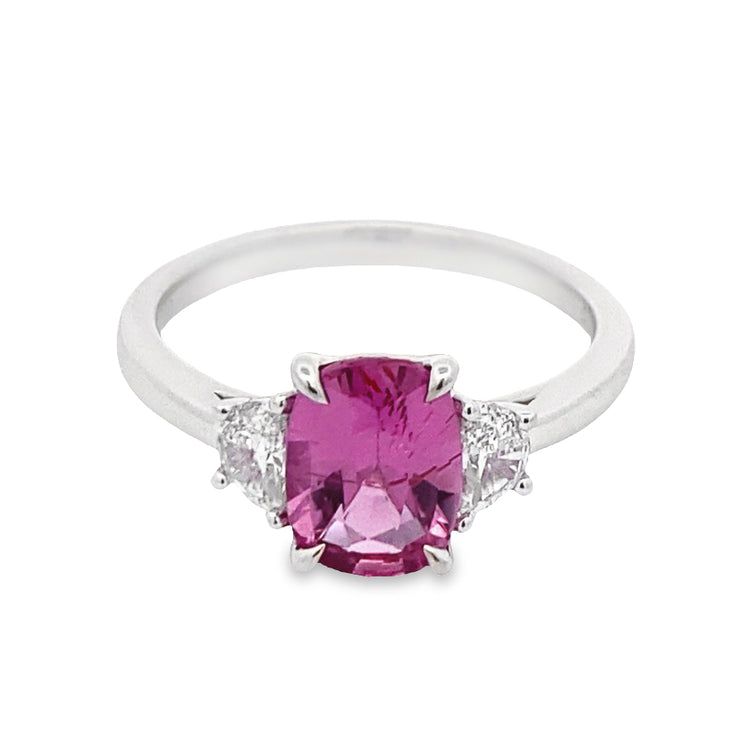 Platinum White Gold 1.72ctw Pink Sapphire 3 Stone Ring