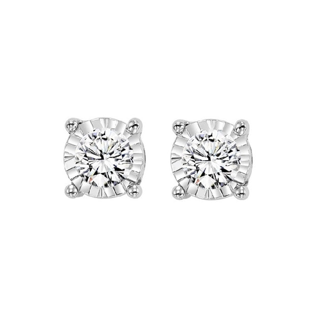 14k White Gold Stud 0.10ctw Round Diamond Stud Earrings