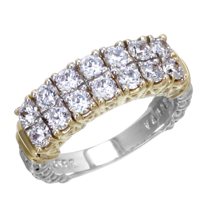 Vahan Moire Double Row Diamond Ring