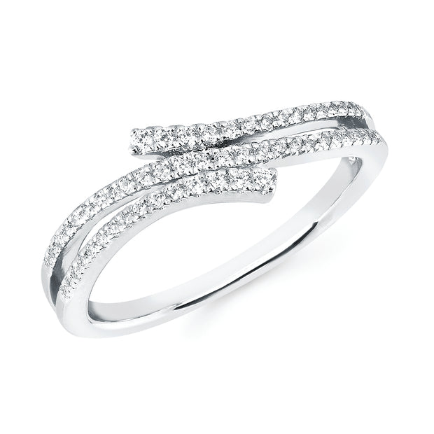14k White Gold 0.20ctw Bypass Diamond Ring
