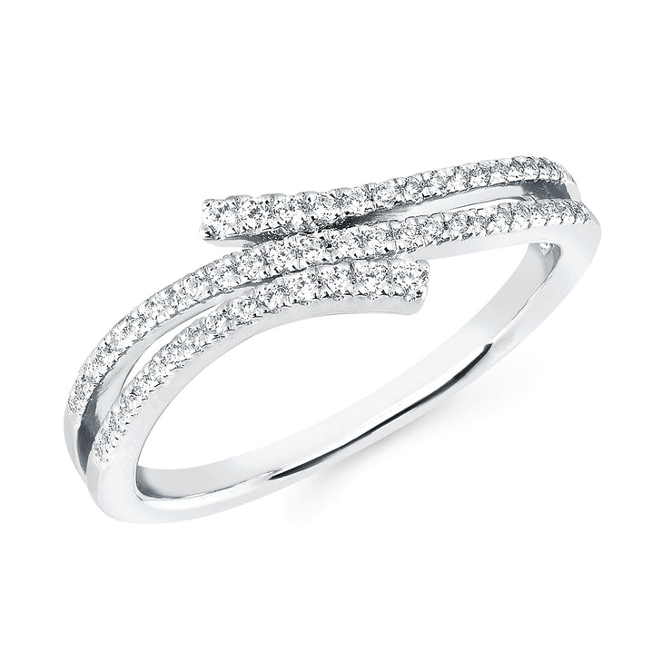 14k White Gold 0.20ctw Bypass Diamond Ring