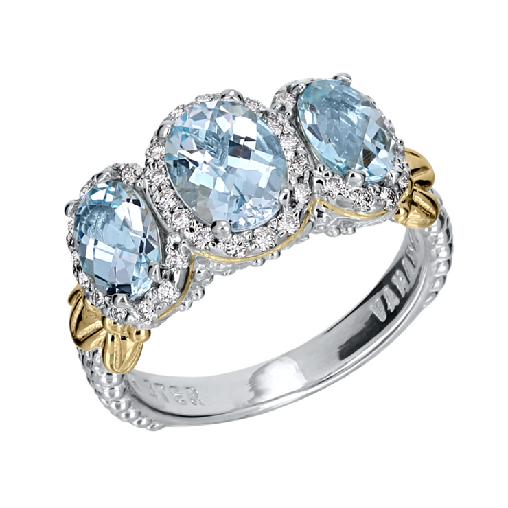 Vahan Oval Swiss Blue Topaz Diamond Ring
