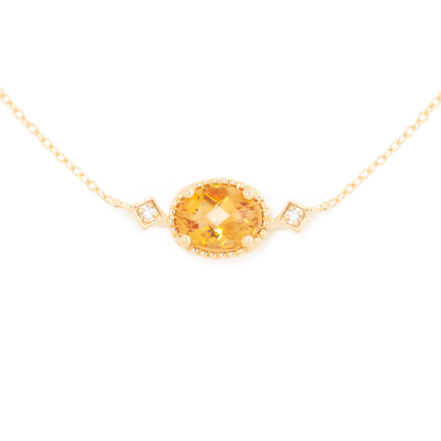 14k Yellow Gold 1.03ctw Citrine Cable Necklace
