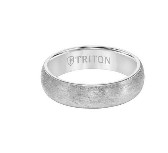 Mens Tungsten White Satin Wedding Band