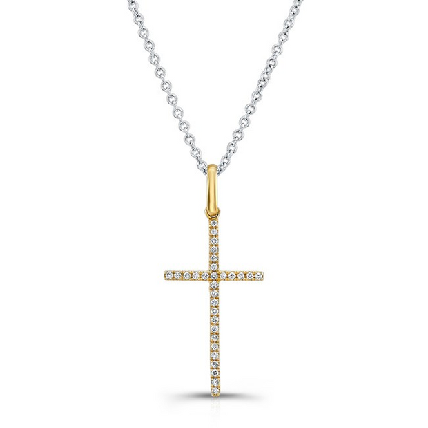 18k Yellow Gold 0.06ctw Cross Diamond Pendant