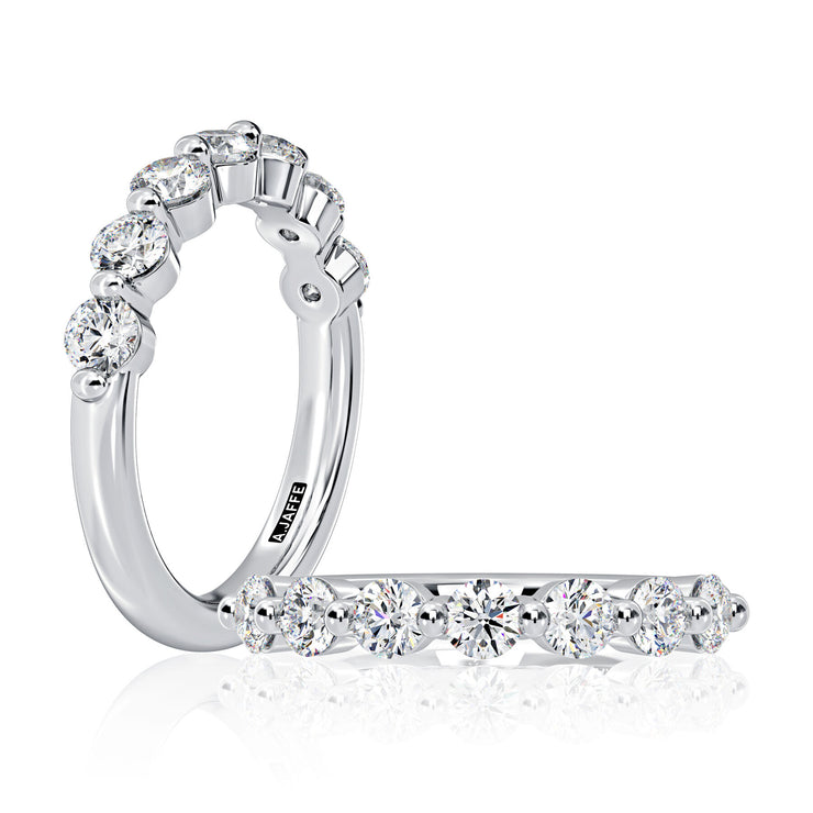 A. JAFFE 18k White Gold Half Anniversary 0.70ctw Round Diamond Ring