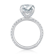 A. JAFFE 18k White Gold Hidden-Halo 0.71ctw Round Diamond Engagement Ring