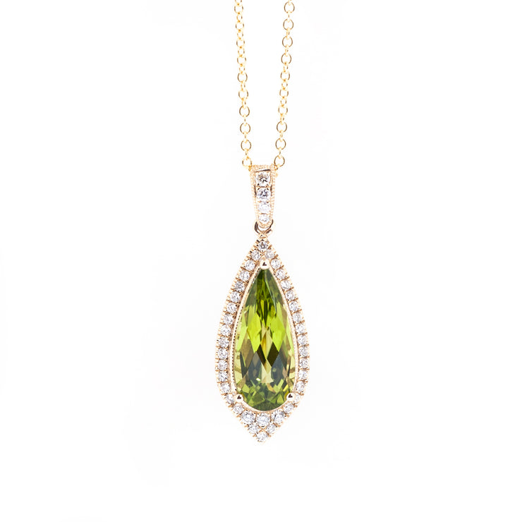 14k Yellow Gold 2.70ctw Peridot Open Link Necklace