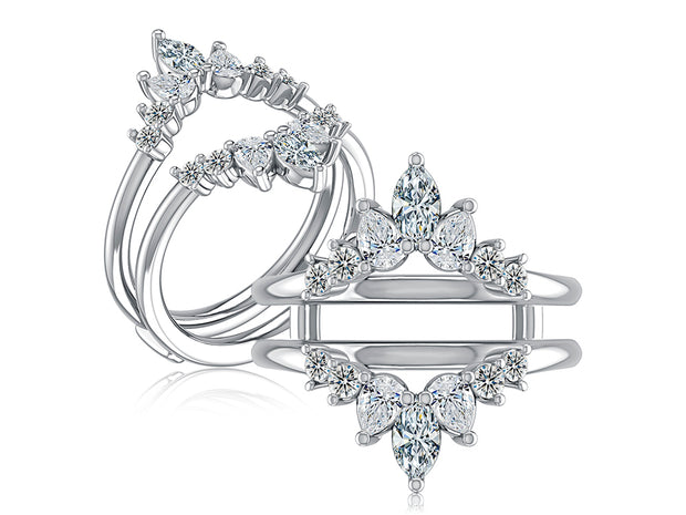 A. JAFFE 14k White Gold 0.98ctw Diamond Ring Guard