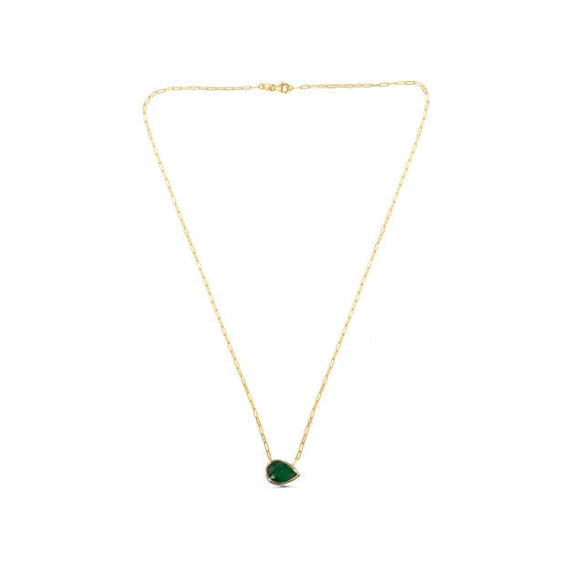 14k Yellow Gold 0.56ctw Emerald Paperclip Necklace