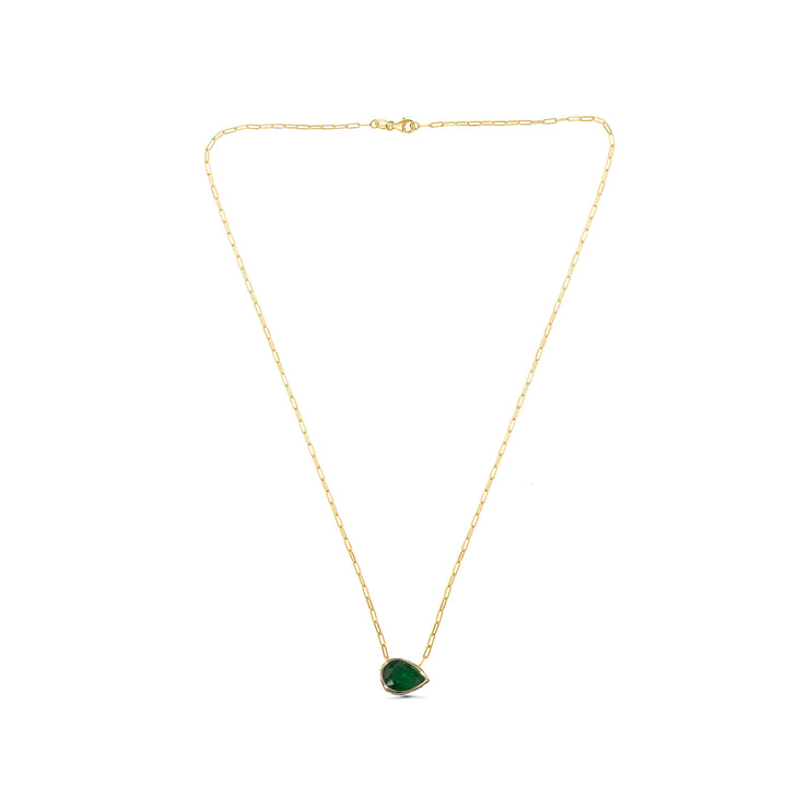 14k Yellow Gold 0.56ctw Emerald Paperclip Necklace