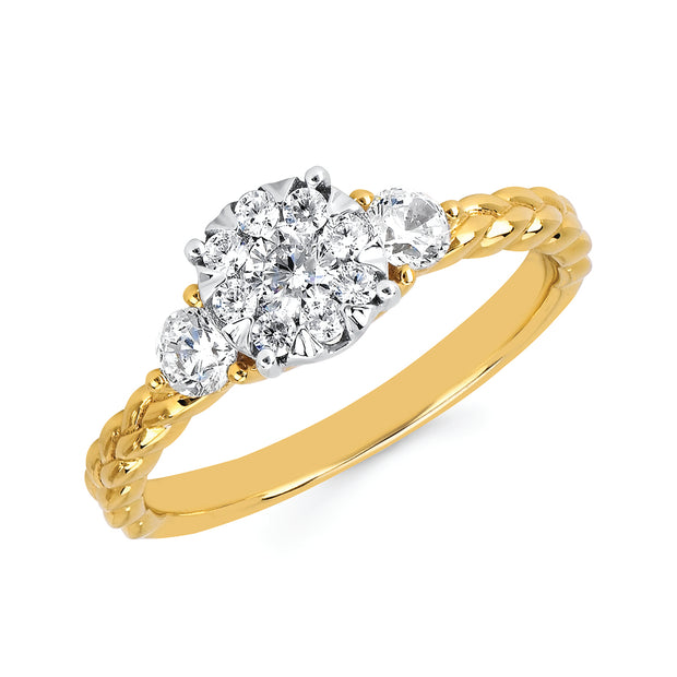 OSTBYE 14k Two-Tone Composite Center 0.52ctw Round Diamond Engagement Ring