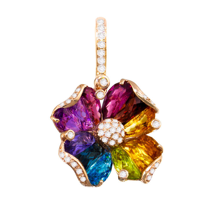 BELLARRI 14k Rose Gold 6.38ctw Citrine Flower Pendant