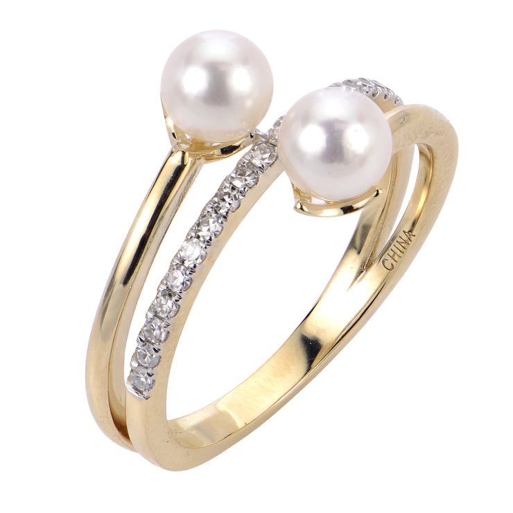 14k Yellow Gold 5.5mm Cultured Pearl Contemporary Ring