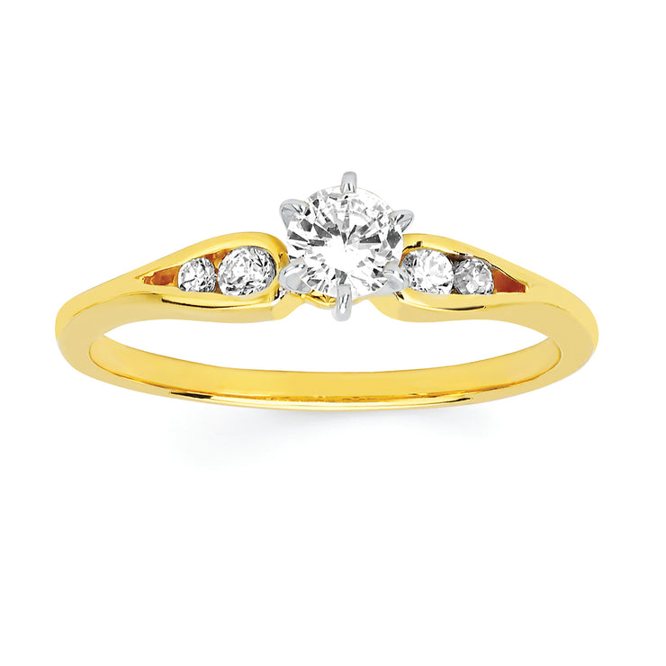 OSTBYE 14k Yellow Gold Accented 0.29ctw Round Diamond Engagement Ring