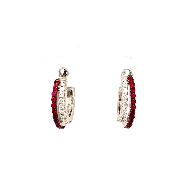 18k White Gold 0.40 Ruby Omega Back Earrings