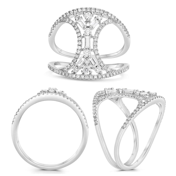 14k White Gold 0.48ctw Contemporary Diamond Ring