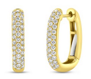 18k Yellow Gold 0.73ctw Huggie Diamond Earrings