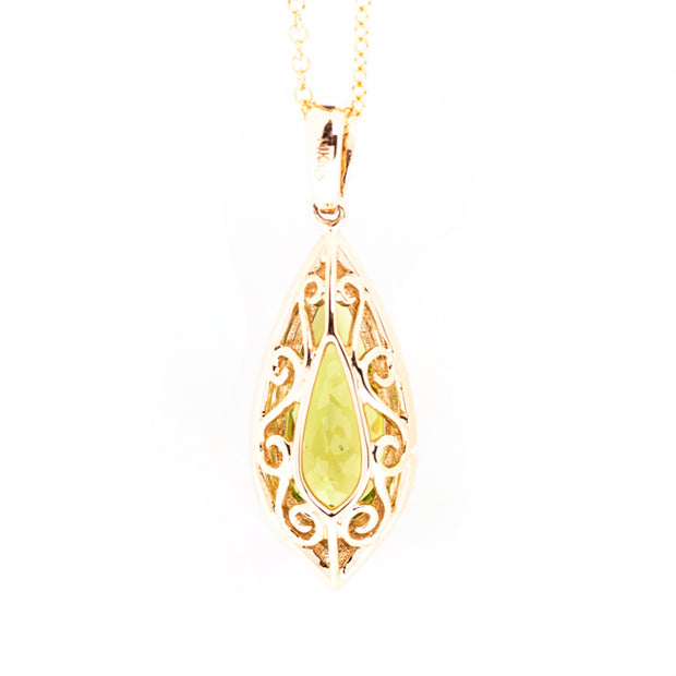 14k Yellow Gold 2.70ctw Peridot Open Link Necklace