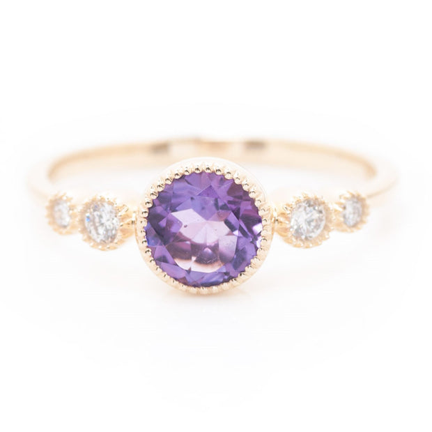 14k Yellow Gold 0.85ctw Amethyst 5 Stone Ring