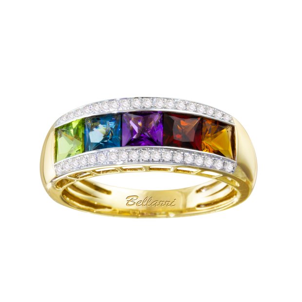 BELLARRI 14k Yellow Gold 1.95ctw Multi-Color Gemstone Fashion Band Ring