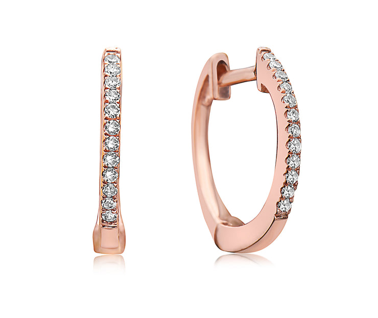 14k Rose Gold 0.08ctw Huggie Diamond Earrings