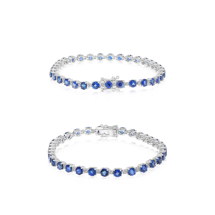 14k White Gold 8.00ctw Sapphire Tennis Bracelet