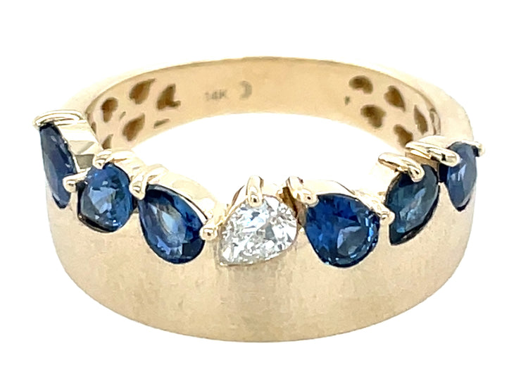 14k Yellow Gold 1.28ctw Sapphire Cigar Band Ring (Confetti Collection)
