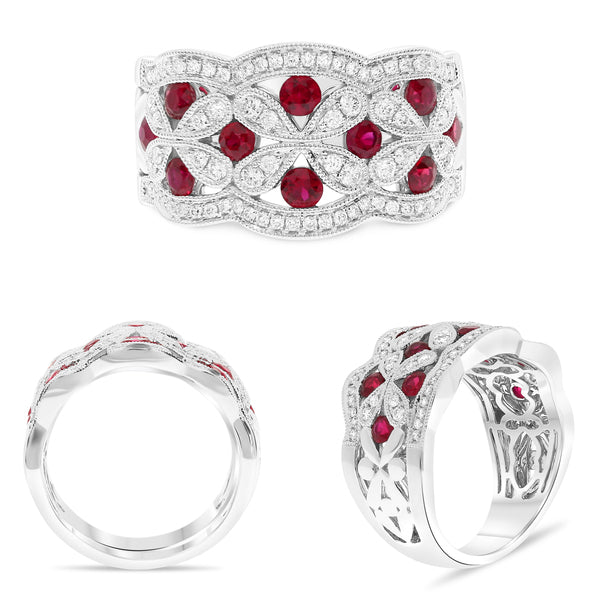 14k White Gold 0.82ctw Ruby Contemporary Ring