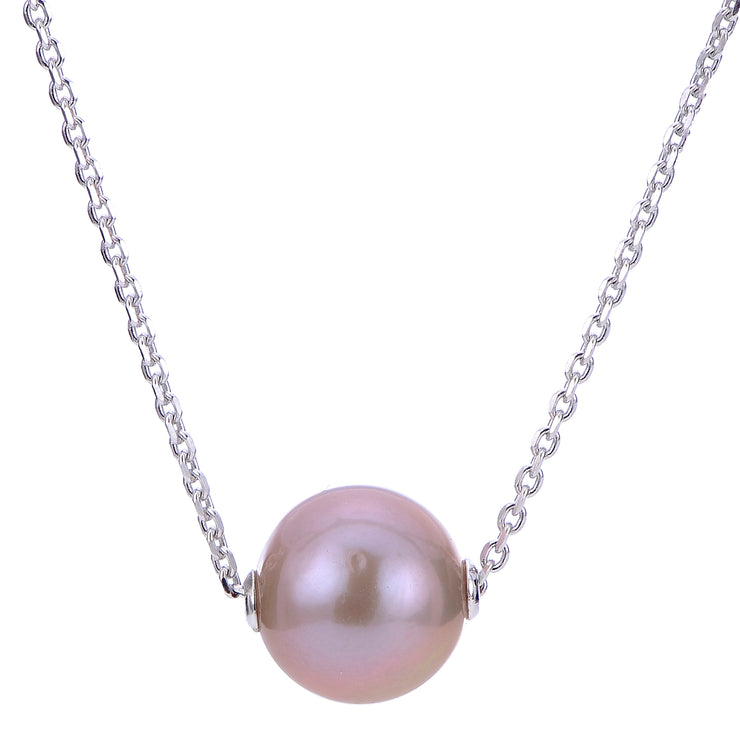 Sterling Silver 11mm Pink Single Freshwater Cultured Pearl Necklace