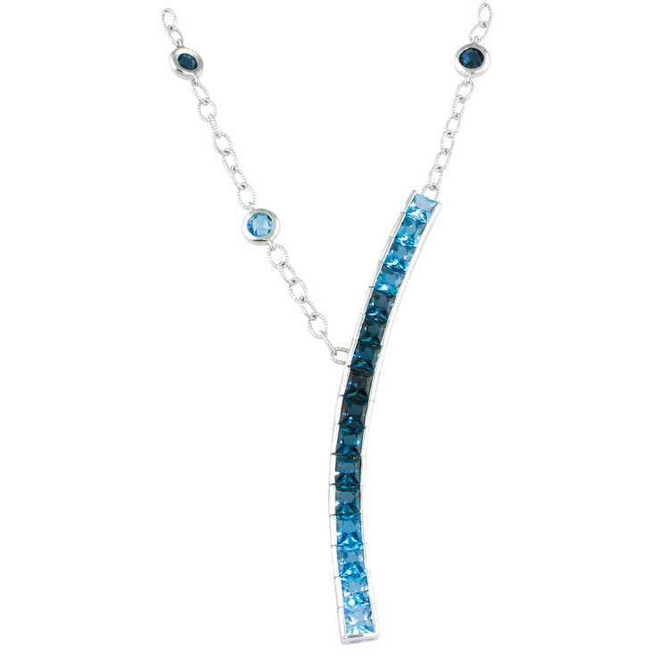 BELLARRI 14k White Gold 9.20ctw Blue Topaz Fancy Link Necklace
