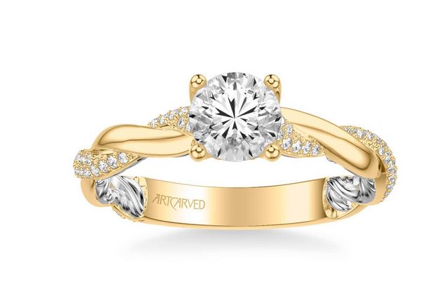 ARTCARVED 14k Yellow Gold Twist 0.27ctw Round Diamond Engagement Ring
