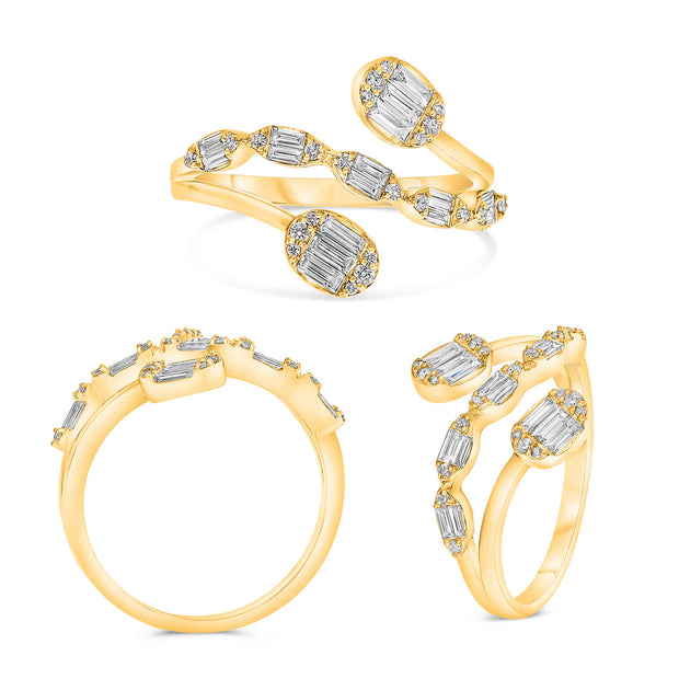 14k Yellow Gold 0.38ctw Bypass Diamond Ring