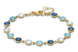 14k Yellow Gold 19.50ctw Blue Topaz Rolo Bracelet
