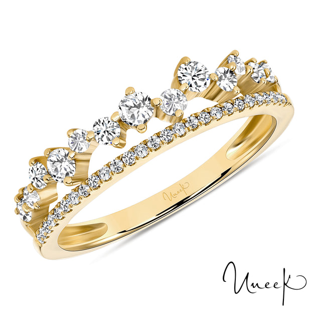 14k Yellow Gold Half Anniversary 0.39ctw Round Diamond Ring