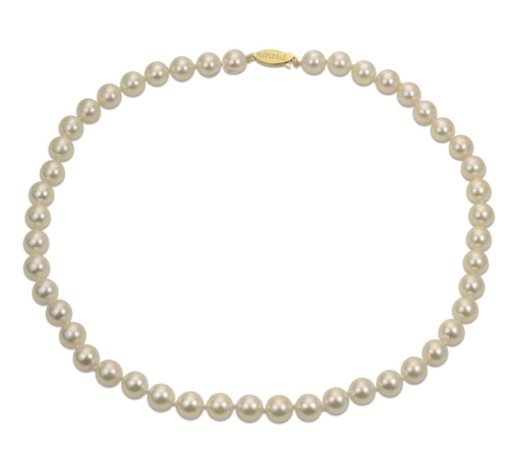 14k Yellow Gold 8mm Akoya Pearl Strand Necklace