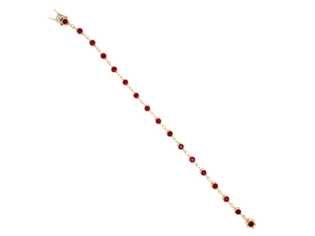DILAMANI 14k Yellow Gold 3.91ctw Ruby Bezel Line Bracelet