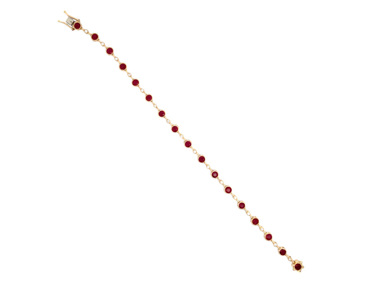 DILAMANI 14k Yellow Gold 3.91ctw Ruby Bezel Line Bracelet