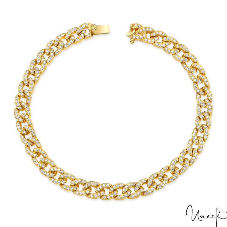18k Yellow Gold 1.82ctw Diamond Curb Bracelet