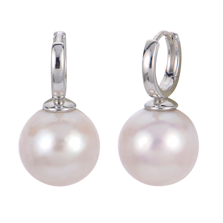 IMPERIAL HUGGIE EARRINGS WITH PEARL DROP