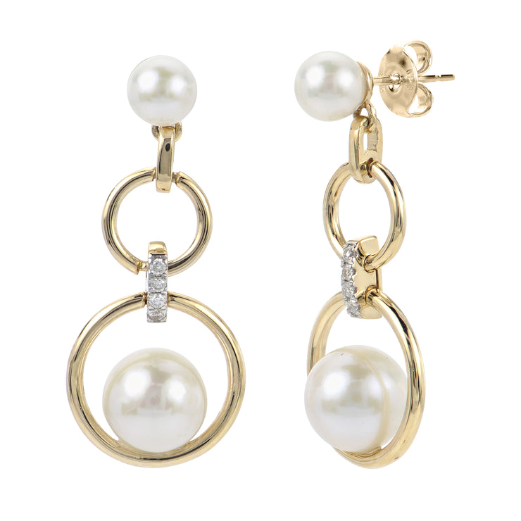 14k Yellow Gold Freshwater Pearl Drop Earrings