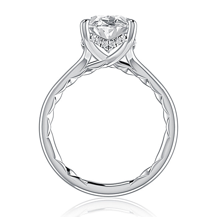 A. JAFFE 18k White Gold Split-Shank 0.09ctw Round Diamond Engagement Ring