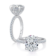 A. JAFFE 18k White Gold Hidden-Halo 0.71ctw Round Diamond Engagement Ring