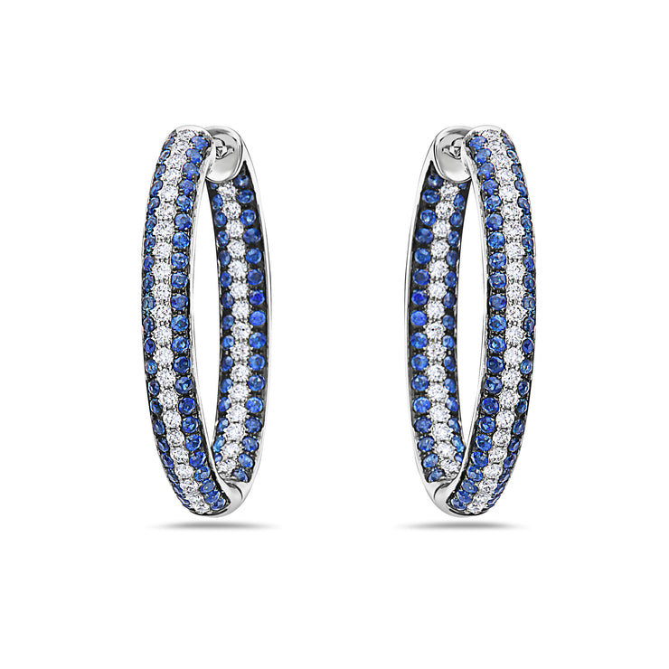 18k White Gold 0.62 Sapphire Large Hoop Earrings